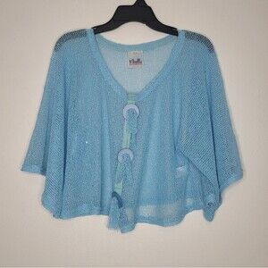 Noelle Fish Net Mesh Light Blue Mermaidcore Lagenlook Layering top